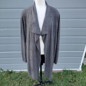 Barefoot Dreams Sweater Women XL Brown Cardigan Cozychic Lite Ribbed Soft Cozy